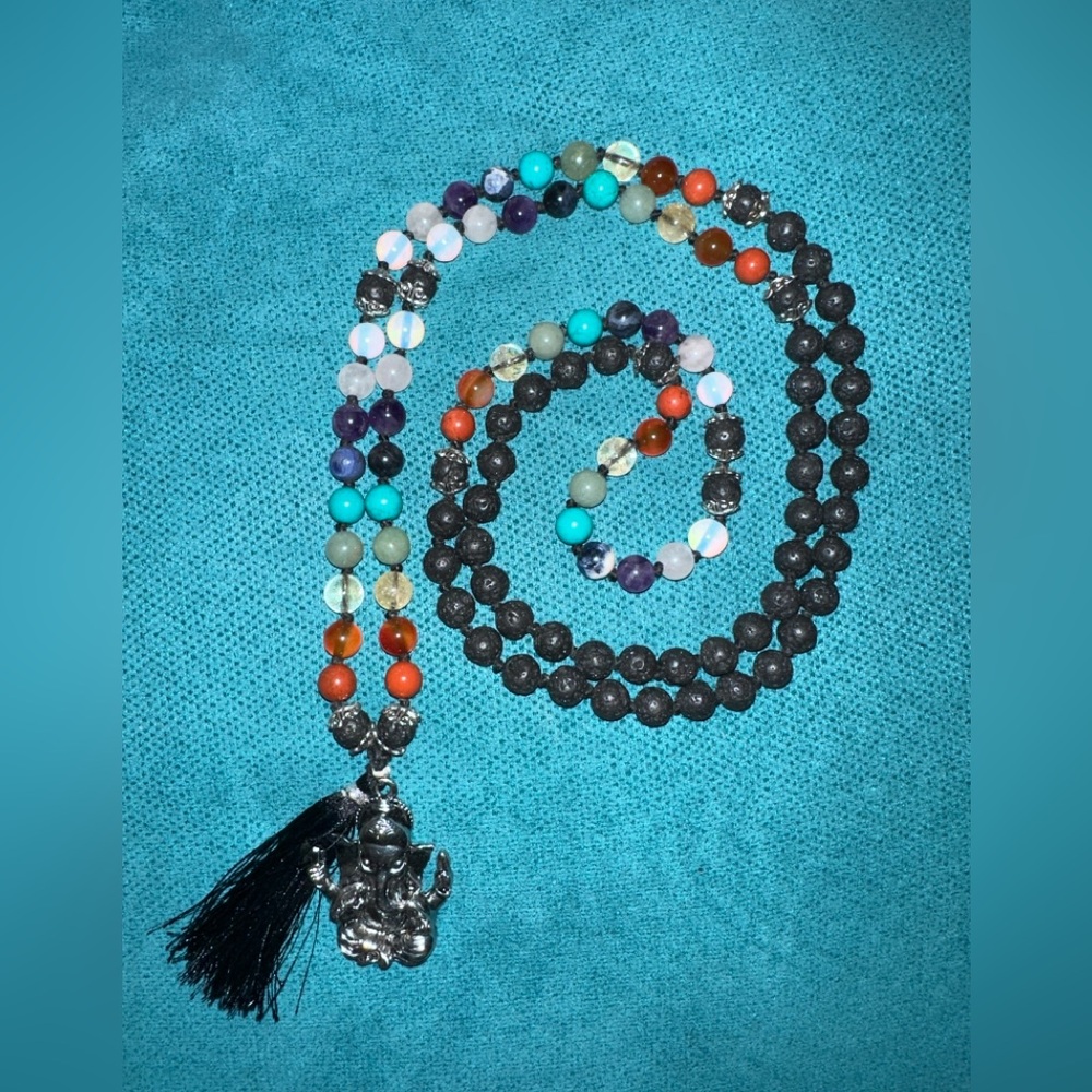 Multicolor Beaded Necklace with Elephant Pendant
